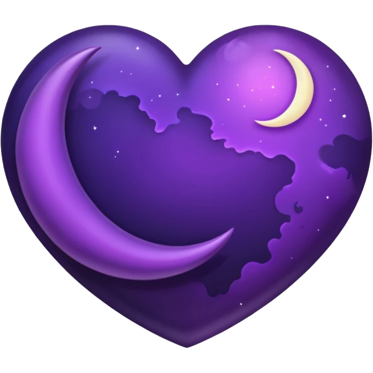 dark purple heart with a purple Moon emoji