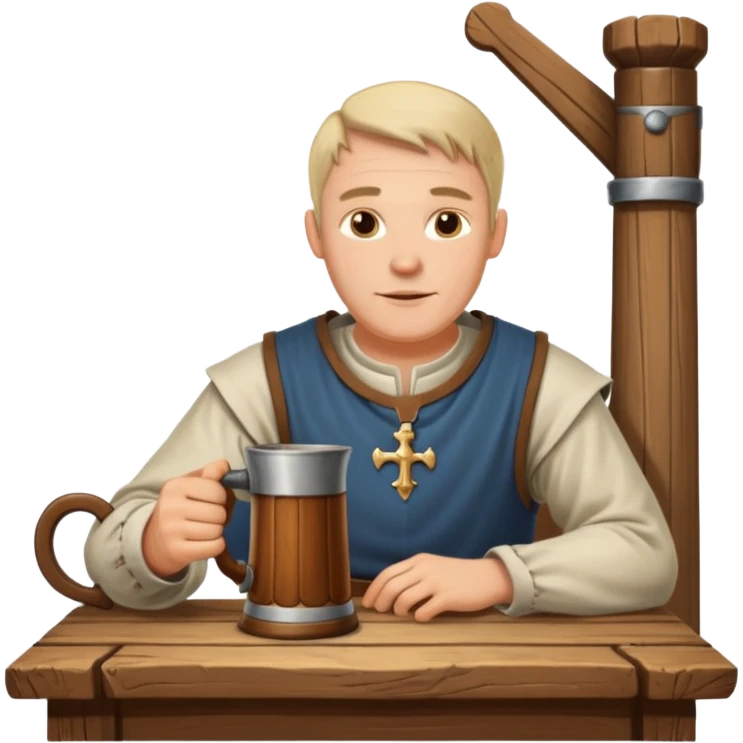 medieval white man sitting next to a table emoji