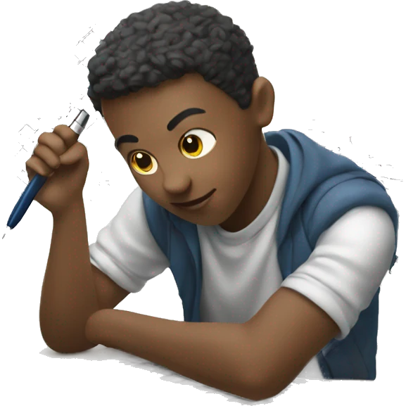 student doing crossword puzzle with a pen emoji