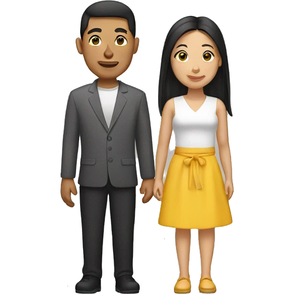 white asian couple; woman is asian and man is white emoji