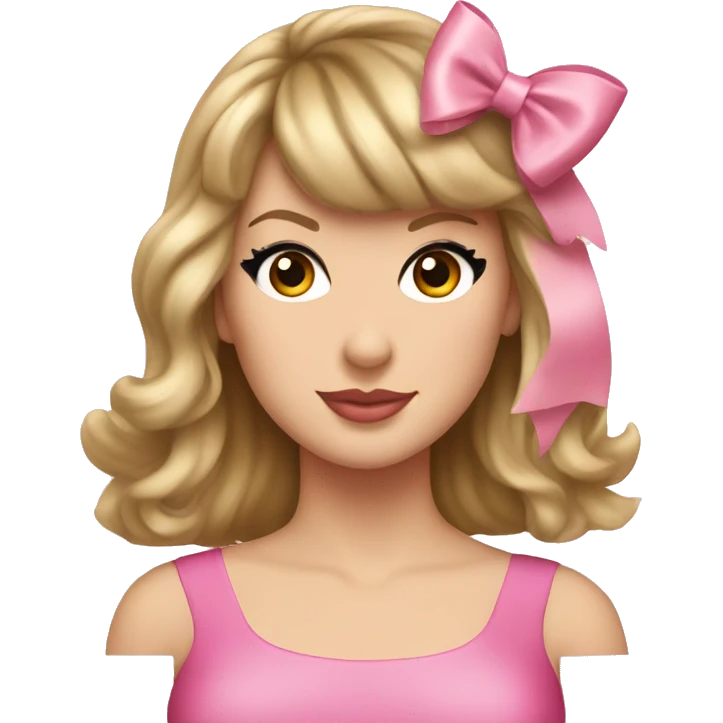 Taylor Swift the Singer wearing a pink bow emoji