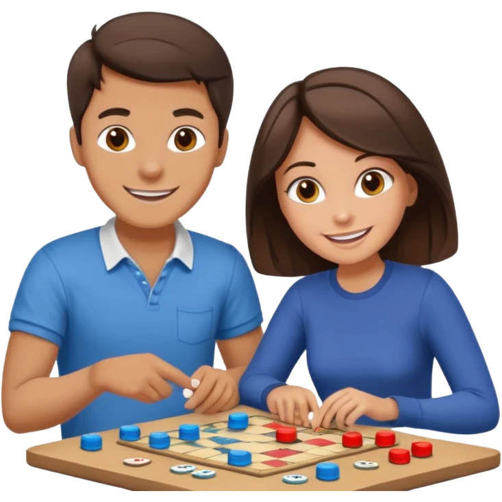 male and female brunette friends playing board game emoji
