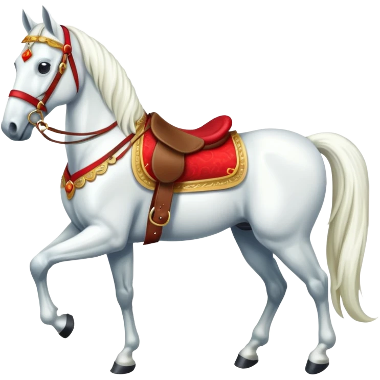 Christmas white horse with a full-length red saddle emoji