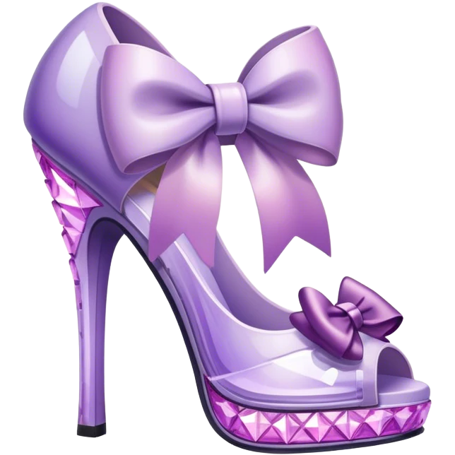 lilac crystal heels with lighter lilac bow emoji