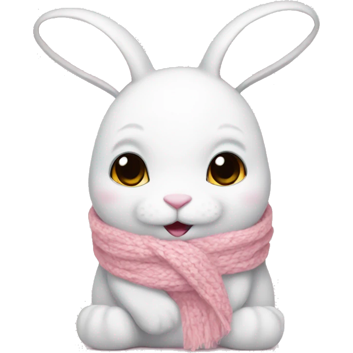 white bunny wearing a baby pink scarf emoji