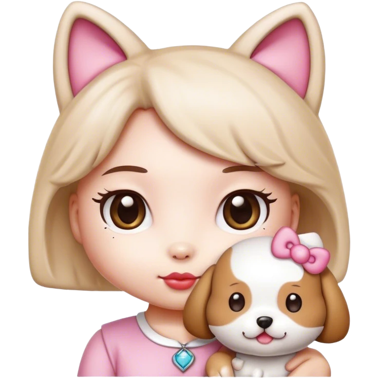 Hello Kitty with dog emoji