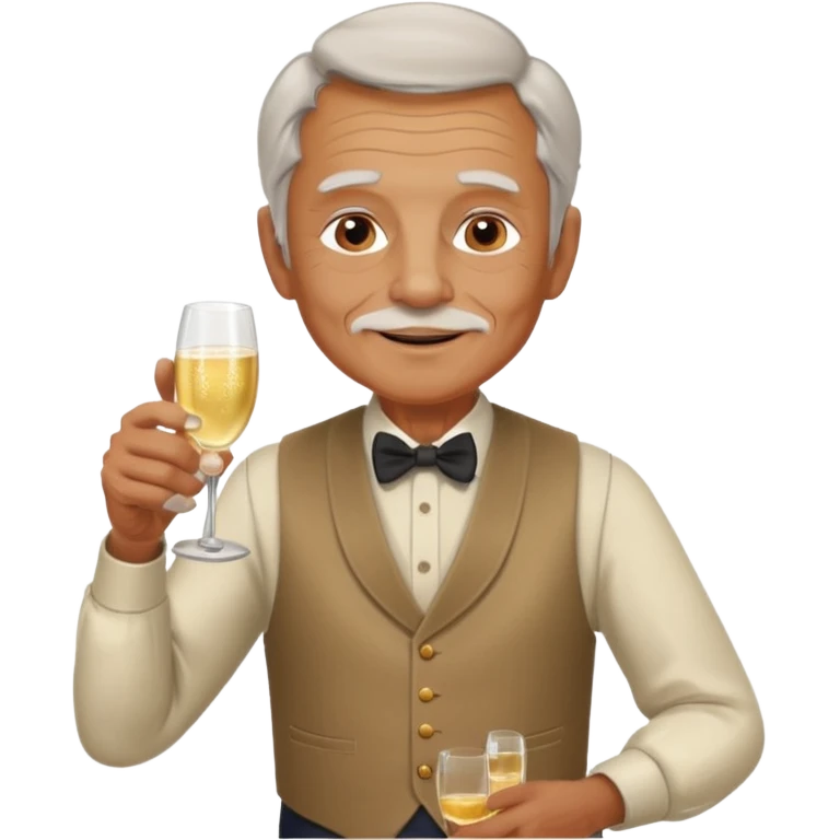Old man in vest, drinking champagne emoji