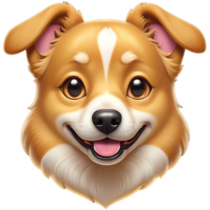 Cinematic Comical Domestic Dog Portrait Emoji, Head tilted dramatically with an exaggeratedly amused expression, featuring a striking coat with a playful glimmer and wide, expressive eyes brimming with humorous disbelief, Simplified yet hilariously expressive features, highly detailed, glowing with a slightly sassy glow, high shine, dramatic yet playful, stylized with an air of cheeky mischief, soft glowing outline, capturing the essence of a spirited and over-the-top dog that looks ready to side-eye its way into internet fame instantly! emoji