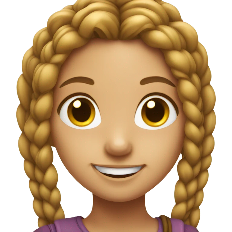 smiling girl with long braids emoji