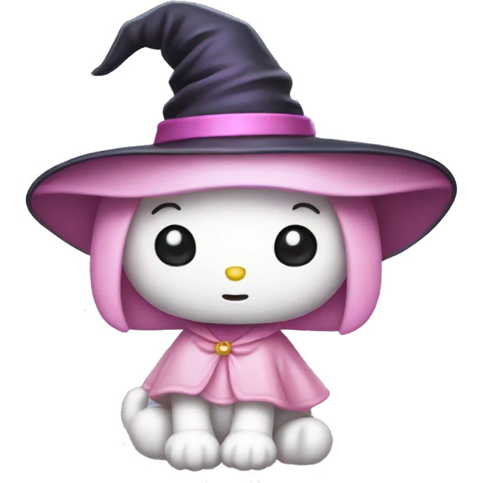Hello kitty with witch light pink hat emoji