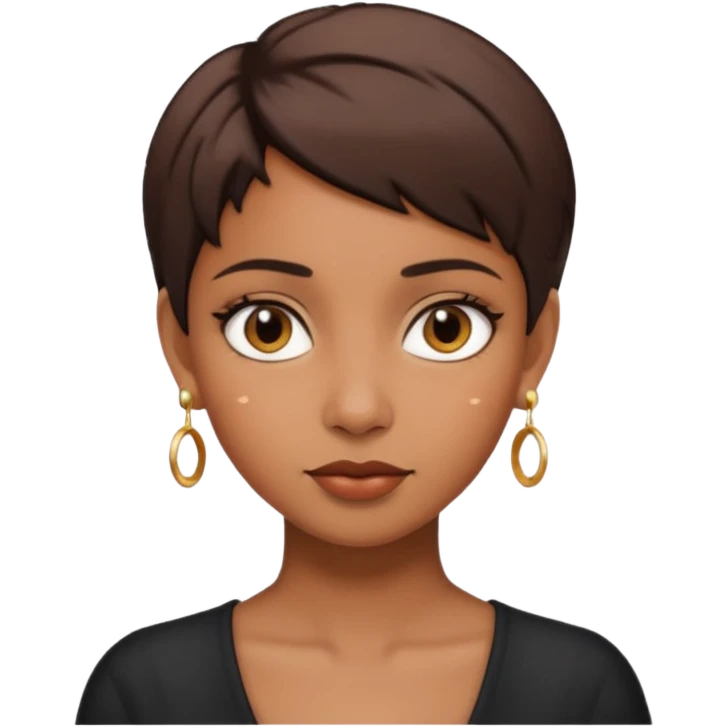 short hair brown girl with long earrings  emoji