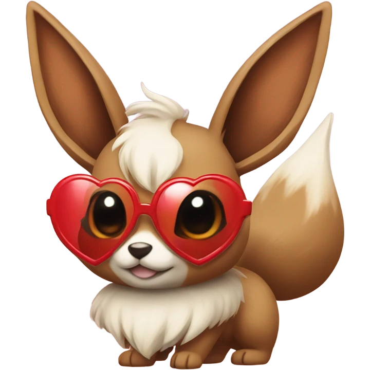 Eevee with red heart sunglasses emoji