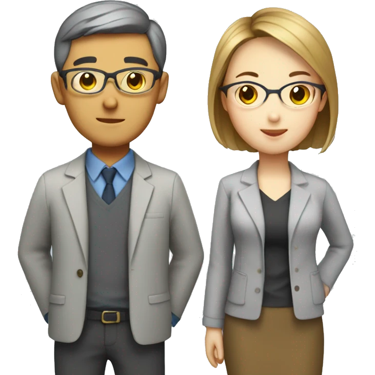 2 chinese male Math teacher and 1 chinese female short hair math teacher  emoji