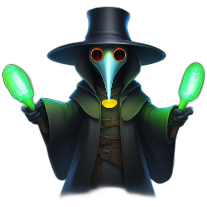 hype plague doctor with glow sticks in hands emoji