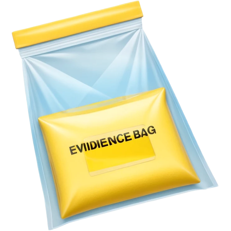 3D render of Yellow Tape inside a clear plastic evidence bag, sterile lighting, forensic crime scene aesthetic, plastic reflection. emoji