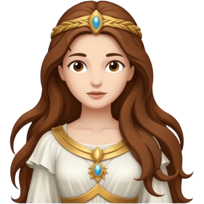 Libertas, Freedom Goddess from Rome Mythology with long brown hair, white outfit emoji