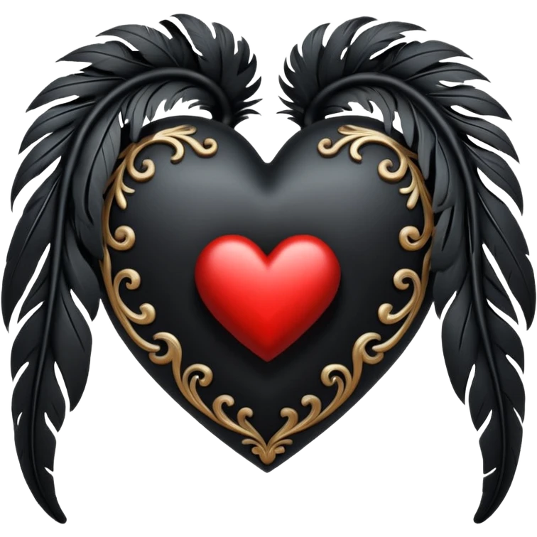 goth heart with a black feather emoji