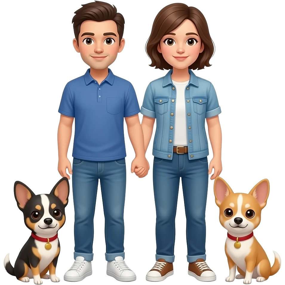 brunette GAY couples with 2 chihuhahas emoji