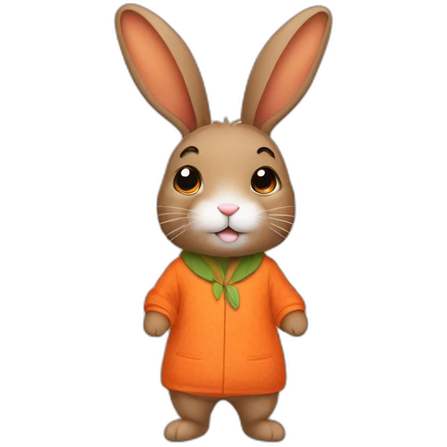 cute brown aesthetic rabbit dressed with carrots printed on his pajamas emoji