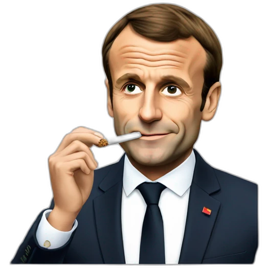 Emmanuel Macron smoking cannabis emoji