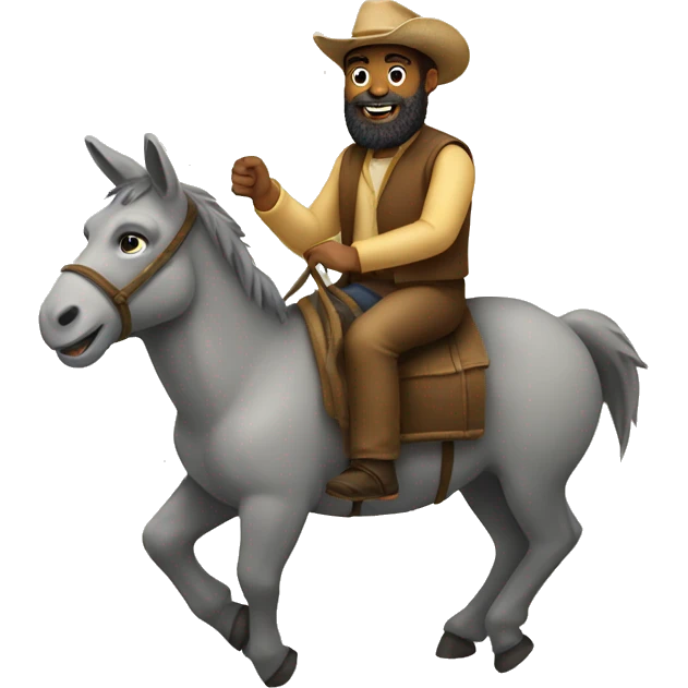 Man with beard riding donkey emoji