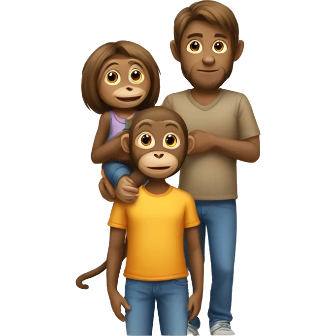monkeys family mom and son emoji