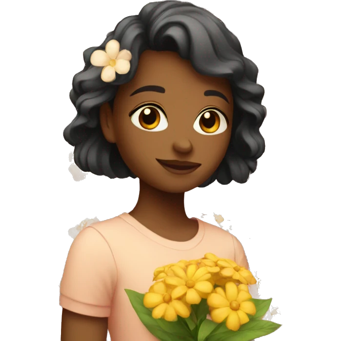 girl with flower emoji