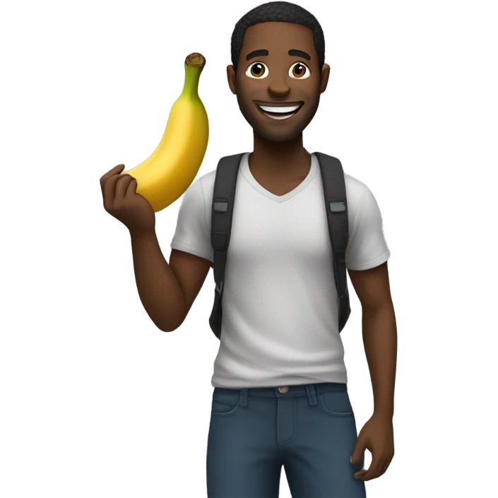 Black man holding banana emoji