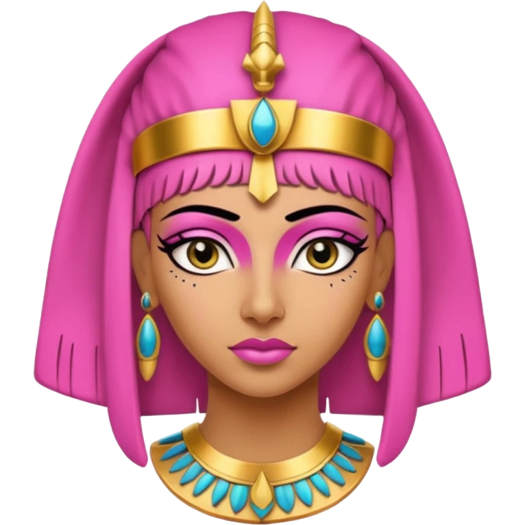 pink Cleopatra, Egyptian pharaoh with headdress and eyeliner emoji
