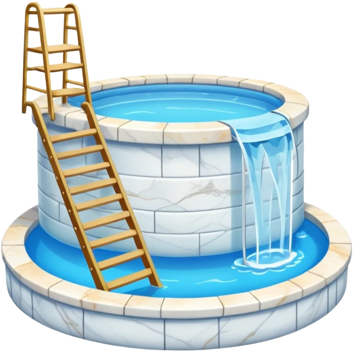 Outdoor luxurious expensive big white marble pool with a ladder  emoji