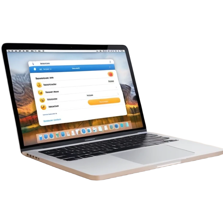 online booking system interface on MacBook screen emoji