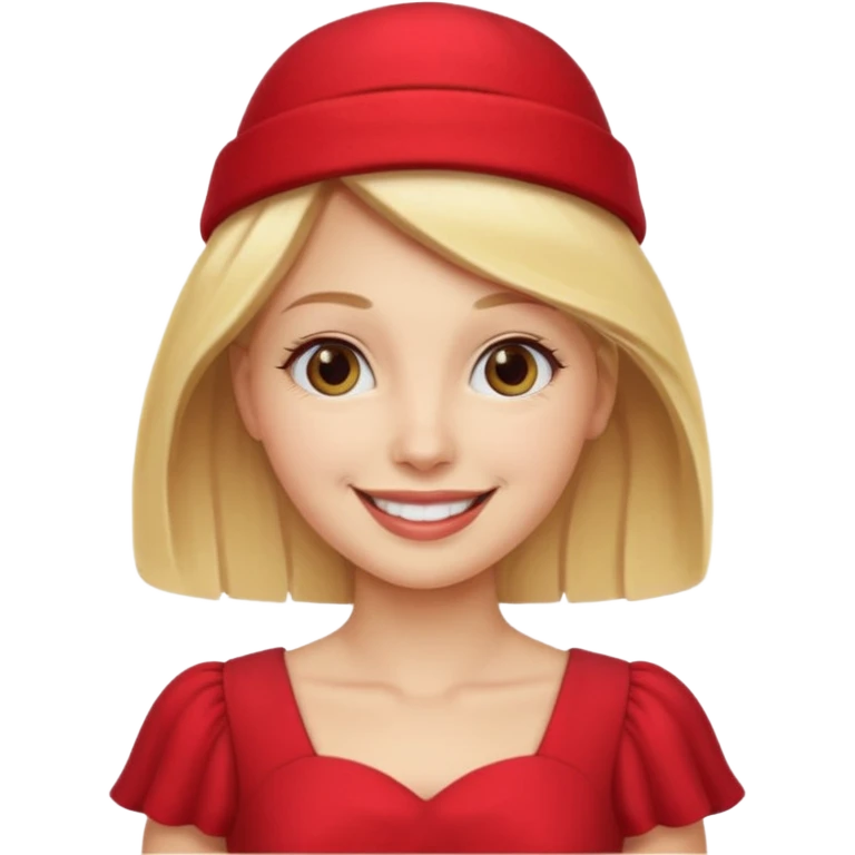 blonde woman wear red hat and dress emoji