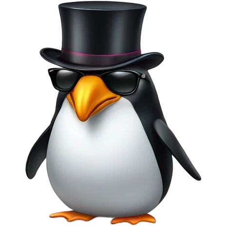 penguin with a top hat and sunglasses  emoji