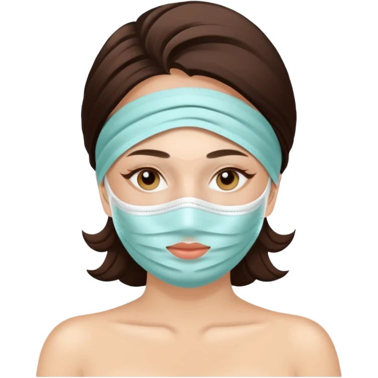 Lady with face mask spa beauty full face relaxing emoji