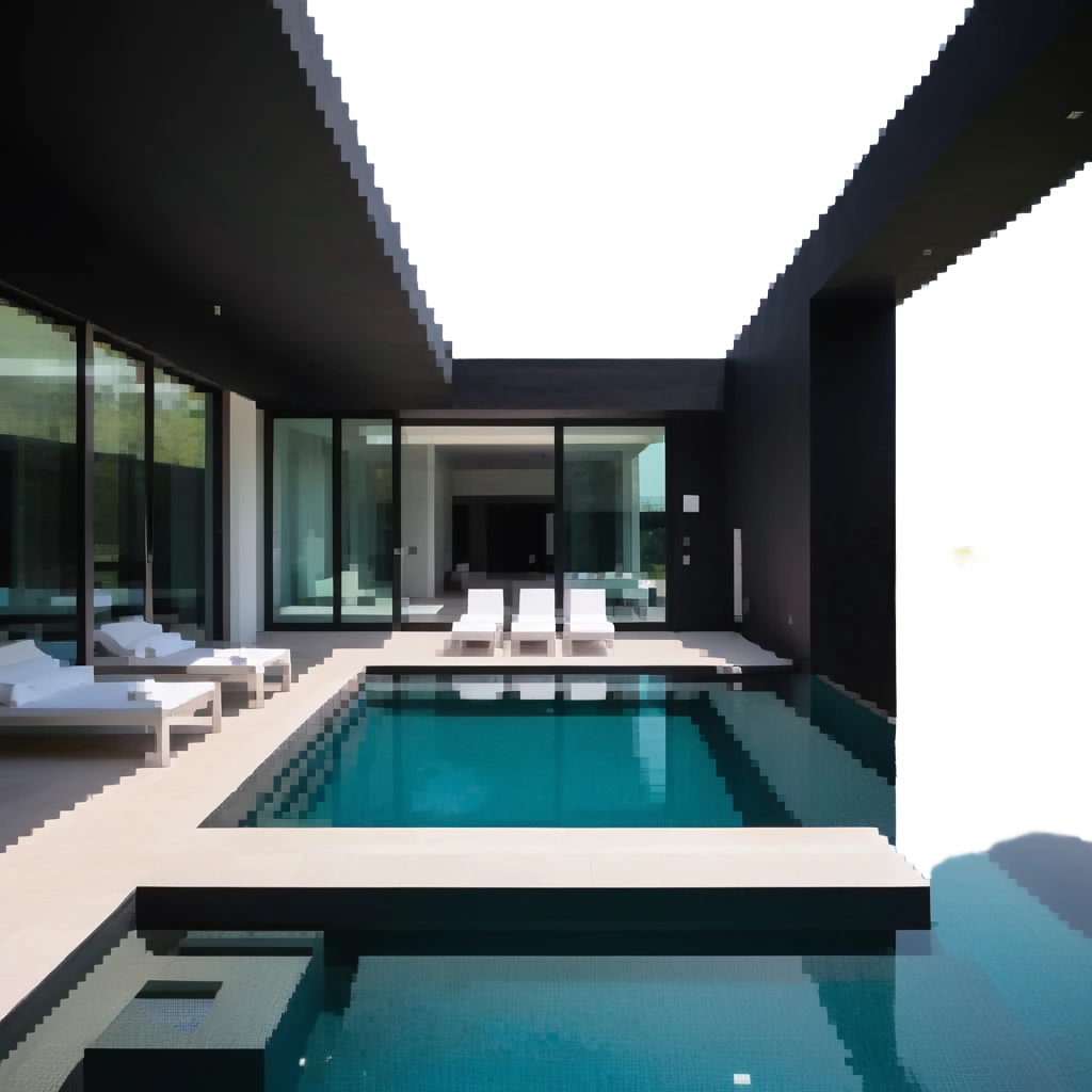 luxury villa with indoor pool, contemporary design emoji