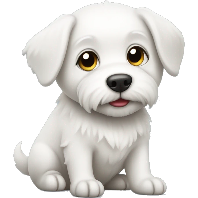 little white dog with ball emoji