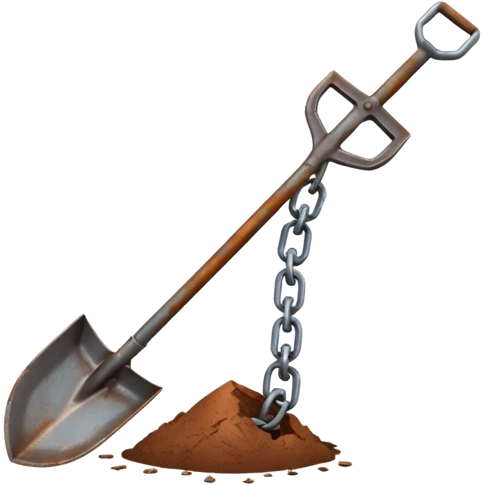 a shovel breaking a chain, focus on action emoji