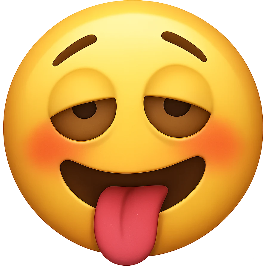 yellow face with tongue out, flushed cheeks,  drunk, remove background emoji