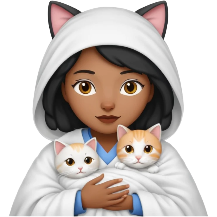 cat White nurse Black  cozy in blanket emoji
