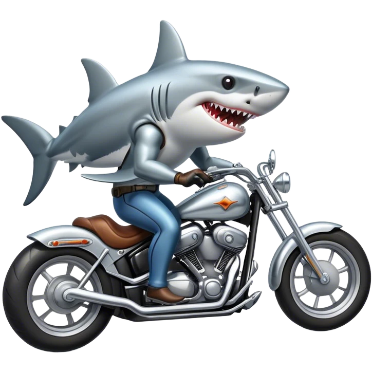 Shark riding a Harley.  emoji