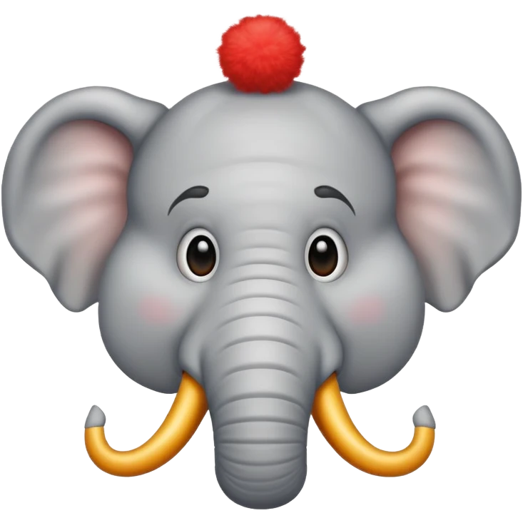 fluffy elephant with clown nose and horns emoji