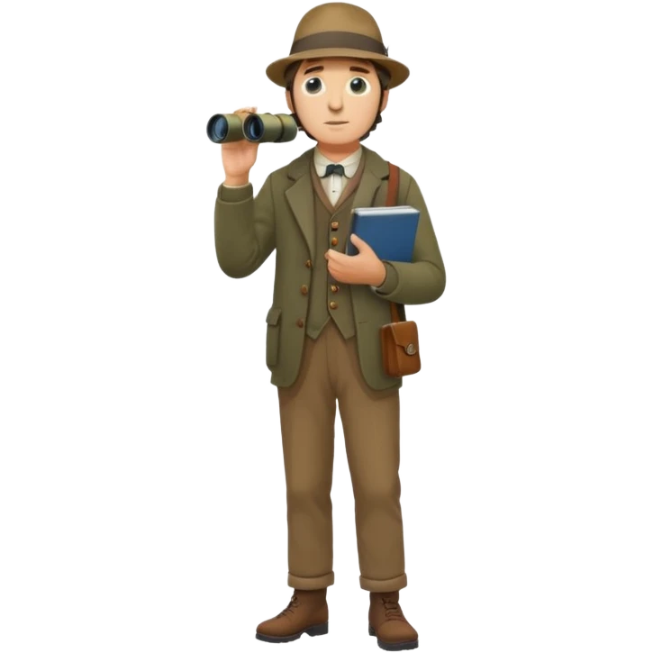 henry David thoreau full body looking up  birdwatching with binoculars emoji