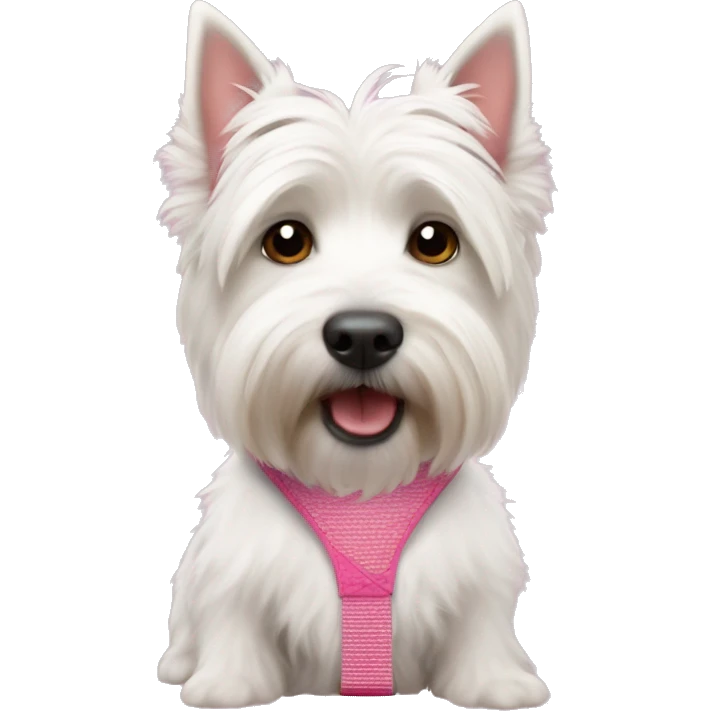 White west terrier in pink suspenders emoji