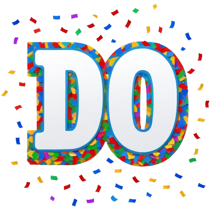 The word Dakota surrounded by confetti for 20 birthday emoji