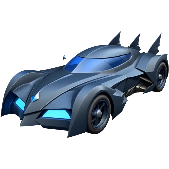  the animated series aerodynamic opulent dark knight futuristic concept Batmobile loosely based on 1936 cord 812(flat long straight faceted mechanical body) winged stealthy blue headlight covers street hot rod  emoji