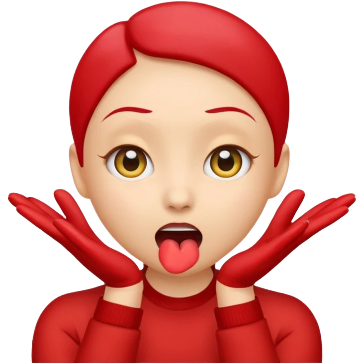 emoji with big anime like eyes like big cute eyes, puckered lips, red cheeks, Little excited clasp with their hands up by their cheeks, yellow skilled emoji no hair  emoji