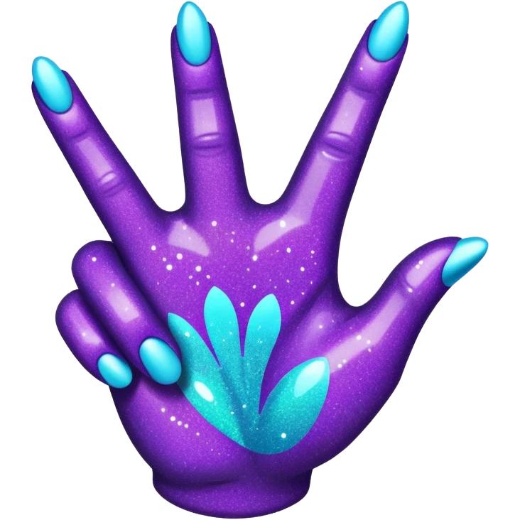 Glitter Roxo e Ciano Mão apontando para direita emoji