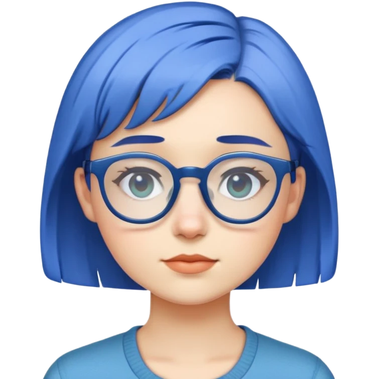 Girl with short blue hair and glasses  emoji