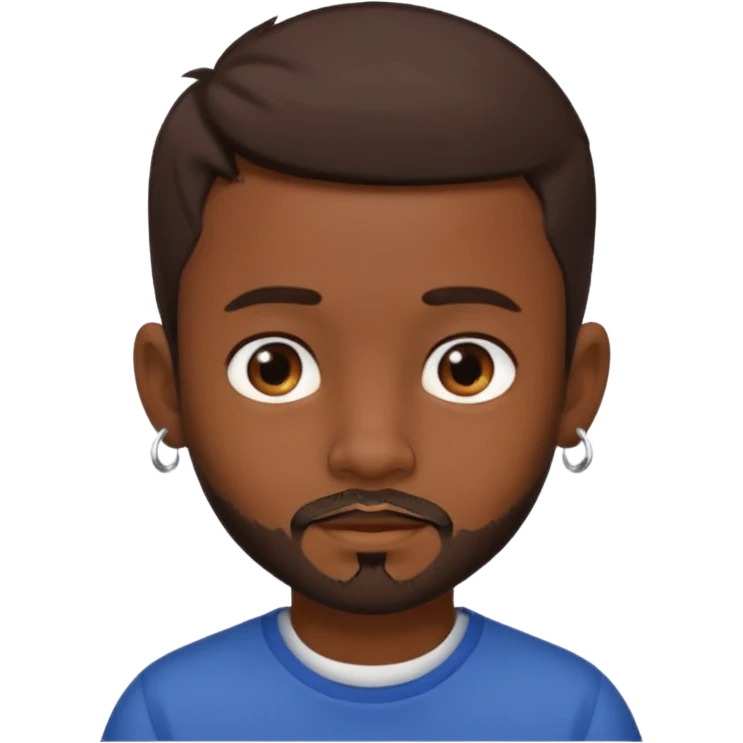 dark-skinned boy, short brown hair, with a little beard and an earring in his ear emoji