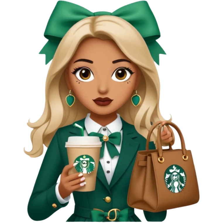 Aesthetic and BADDIE with bows and some starbucks coffee and dior bag emoji